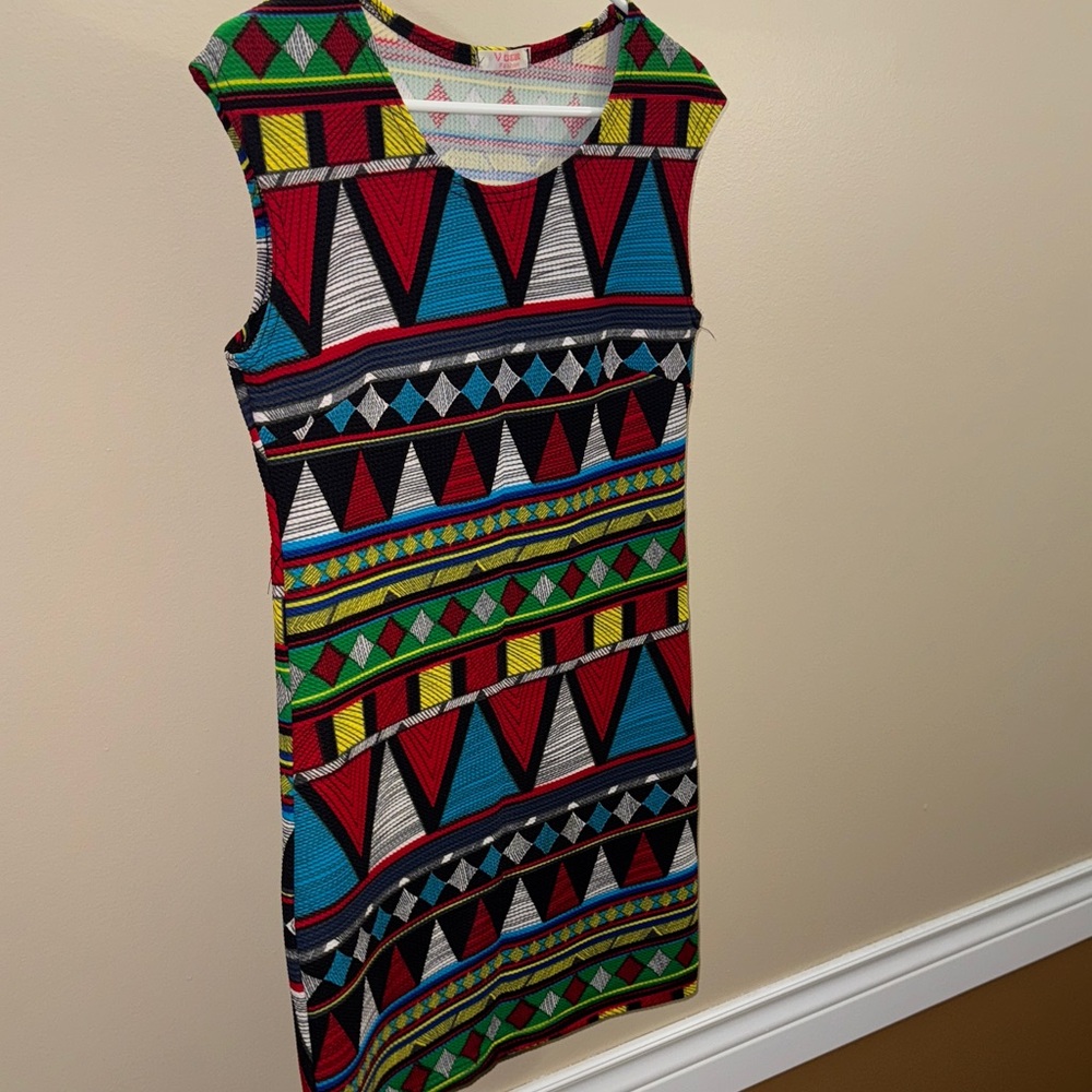 Multicolor Geometric Pattern Dress